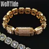 12 5mm Iced Out Clustered CZ Stones Tennis Bracelets for Women Guys Hop Hop Fashion Rapper Wristband Chains 18K Gold Cubic Zirconi201k