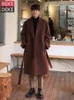 Men Vintage Woolen Coat Coat Korean Single Single Breadted Straight Business Overcal Over Coat Autumn Winter Windbreaker Coat Long 231227