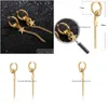 Dangle Lustre Gland Étoile Chaîne Boucles D'oreilles En Acier Inoxydable Or Hiphop Pentagramme Boucle D'oreille Pour Femmes Hommes Corps Fashio Dhgarden Dhw2Z