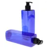 メイクアップブラシ2pcs空の半透明の青い正方形のプラスチックシャンプーコンディショナー