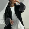 Etnik Giyim Eid Ramazan Siyah Açık Kimono Abaya Kaftan Türkiye İslam Müslüman Elbise Dua Kıyafetleri Kadınlar Kebaya Djellaba Robe Femme