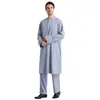 民族服イスラム教徒イスラムの男性Jubba Thobe Long Robe Pants Saudi Abaya Caftan Dubai Arab Shirts 2PCS Pakistan Middle East