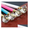 Bollpoint Pennor Wholesale Creative Crystal Glass Kawaii Ballpoint Pen Stor Gem Ball med stora diamant 11 färger Fashion School Office S DH3GE