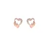 Si- H/I Diamond 14k Yellow Gold Wedding Earring Gift Heart and Hand Dainty Round Stud Birthday for Women