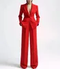 Röddräkt Kvinnors kostymer uppsättningar Eleganta kvinnors byxor och blusuppsättningar Grupper av byxkombinationer plus storlek två bit 231227