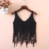 Tanks de femmes Femmes Vintage Crochet Cropped Top Femme Femme Hollow Out Modèle floral Camisole Summer Summer Sans Sans manchette Viete G50