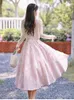 Vestidos de trabalho estilo elegante conjunto de duas peças feminino francês vintage roupas de verão moda rendas cardigan rosa romântico retro vestido sem alças terno