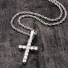 Łańcuchy Hiphop 925 Srebrny 5 mm D Kolor MOSSANITE Cross Wisiant Naszyjnik 18K Gold Mosan Diamond Religijne z łańcuchem linowym