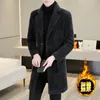 Winter plus cotton thickening high-end fashion all-in-one Korean slim handsome men's woolen coat long trench coat Thick Winter 231227