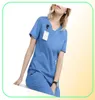 High Quality Vneck Scrub Tops Beauty Salon Nursing Elastic Waist Pants Unisex Breathable Uniform Accessorie4721987
