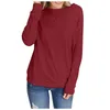 T-shirts pour femmes swets à capuche en vrac couleurs solides coutures coutures coutures rond coule à manches longues sweat-shirt épaule d'épaule à épaule d'automne