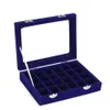 24 rasters Zwart Roos Rood Fluwelen Sieradendoos Ringen Oorbellen Kettingen Make-up Houder Case Organizer Dames Sieradenopslag 2203092383