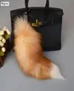 Fox Tail Pendants Chain 40 cm päls Pom Chain Charm Bag Car Key Ring Gift Jewelry K16443695194