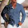 Camisas casuais masculinas Primavera e verão Camisa de terno Flor Blue Red Fashion Street Outdoor Top Plus Tamanho 2023