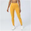 Lu Align Pant Women Yoga Leggings Womens High Waist Scrunch Skinny Solid Color Sweat-Wicking Elastic Running Drop Delivery Dhh9F