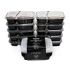 10pcset 2 отсека для приготовления пластикового пищевого контейнера для ланч -контейнера Lunch Box Bento Picnic Ecopriendly с крышкой микроволновой ланч -боксов C1906032557
