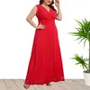 Casual Dresses Ladies Fashion Comfortable Plus Size Sleeveless V Neck Gown Long Dress Halter Maxi Solid Elegant High Waist Dres