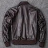 Men's Genuine Leather Jacket Military Pilot s Air Force Flight A2 Coat Natural Cowhide Clothes 231228