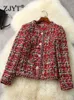 Zjyt Autumn Winter Runway Fashion Plaid Tweed Woolen Jackets Coats Women Lengeve Single Breshed Vintage Outerwear Office 231227