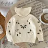 INS Frühling und Herbst 0-3 Jahre altes Mädchen Baby Mode vielseitige handgefertigte Blumenstickerei Pullover Strickpullover Top 231228