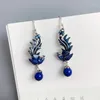 Dangle Earrings 925 Sterling Silver Vintage Phoenix Drop For Women Ethnic Enamel Pendans Bohemia Jewelry Gift