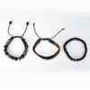 Strand wollet frisado pulseira para homem presente natural tigre olho lava rock força elástica ajustável pulseira conjunto feminino