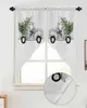 Curtain Christmas White Truck Pine Tree Short Living Room Kitchen Door Partition Home Decor Resturant Entrance Drapes