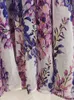 ZJYT moda bohemian styl fioletowy kwiatowy nadruk maksakowy szyfon sukienki Kobiety elegancki kołnierz kokardowy długi wakacyjny plaż