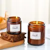 Partihandel 4oz 5oz 8oz Brown Glass Candle Jars med anpassade färgaluminiumljusljushållare