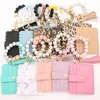 Party Favor Pu Leather Bracelet Wallet Keychain Tassels Bangle Key Ring Holder Card Bag Sile Beaded Wristlet Keychains Ss1118 Drop Del Dhoby