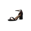 Dress Shoes Simple One-Line Strap Stiletto Sandals Dames 2023 Zomers lederen Peep-toe holle vierkante koptas met sexy hoge hakken