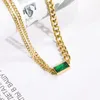 Orecchini di collana set gioielli in acciaio inossidabile smeraldo a tre pezzi di abbigliamento sovrapposti braccialetti vintage
