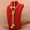 Ohrringe Halskette 24k afrikanisches vergoldetes Schmuckset für Frauen Perlenring Dubai Brautgeschenke Hochzeit Collares Schmuckset3571