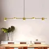 Kronleuchter streifen Gold oder Schwarze LED -Kronleuchter 3/5/6 Köpfe Lampen Bar Café Shop Home Decor Innenbeleuchtung minimalistische Hängsmessgeräte