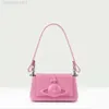 Designer Viviane Westwoods Bag Viviennewestwood Pink Bag For Empress Dowager Xis Underarm Saturn Bag Ny lackläder Bright Face Handheld Spicy Girl Small Squa