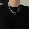 2024 Designers Nya kinesiska Natural Stone Titanium Steel -kedja Splicing Halsband Hane och kvinnlig neutral cool vind dubbelskikt Pärlor CLAVICLE Kedjedvattnet