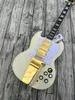 Customized electric guitar, SG electric guitar, cream white, gold vibrato, in stock, lightning package