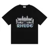 RHUDES Designers de camisa T-shirt bordado para homens para tendências de moda de verão Casual de manga curta e W 3467