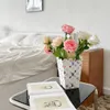 Designer pipoca cesta decoração de mesa marrom branco clássico carta logotipo vaso de couro casa felicidade decoração diversos caixa de armazenamento cesta de flores