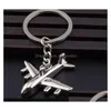 Nyckelringar Uppdatera metallplan Key Ring Shiny Airplane Keychain Holders Pendant Fashion Jewelry For Men Women Christmas Gift Dhgarden Dhjqf