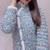 Damengrabenmäntel Cheongsam Baumwolljacke Chinesische Stil große Blumenjacken Imitation Alte gepolsterte leichte dünne Mantel Weibchen