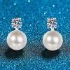 TFGLBU 06CTTW Shine Stud Earrings for Women Elegant Pearl Solid 925 Silver Ear Original Charm Jewelry GRA Wholesale 231225