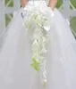 Anpassad droppsimulering Flower Wedding Bouquet White Calla Rose Hydrangea Diy Pearl Crystal Jewelry Brosch Bridal Bouquet6379394