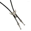 Bow Ties Cow Head Bolo Tie Cowboy Carving Slips Necklace Costume Accessory