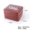 Watch Boxes PU Portable Flip Buckskin Velvet Zipper Case 2 Slots Large Pillow Jewelry Display Gift Storage Box Customizable Logo