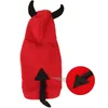 Hundkläder Halloween Devil Pet Clothes Cat Winter Casual Demon Costume Fleece Hooded Coat Jumpsuits Rompers Charming