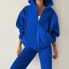 Spring Women's Brand Velvet Fabric Tracksuits Velor Hoody Track Suit Hoodies and Pants Overdimensionerade sportkläder Två stycken Set 231227