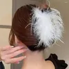 Haarklammern Tee Party Kopfbedeckung elegante Frauenkünstlungsfeder Accessoires für Cocktail Hochzeitsklaue Stirnband Haarnadel