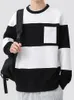 2023 autunno a righe felpe da uomo streetwear patchwork tasche sul collo manica lunga in cotone pullover con cappuccio top plus size 8XL 231228