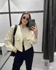 SLTNX TRAF Fashion Bomber Jackets för kvinnlig kvinnlig långärmhet med fickor Rockar damer vintage jacka ytterkläder chic topps 231227